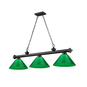 Z-Lite Cordon Matte Black 3-Light PVC Pool Table Lighting