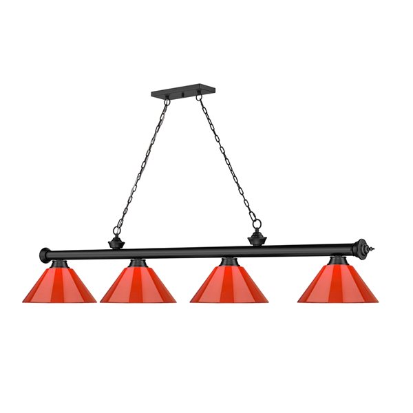 Z-Lite Cordon Matte Black 4-Light PVC Pool Table Lighting