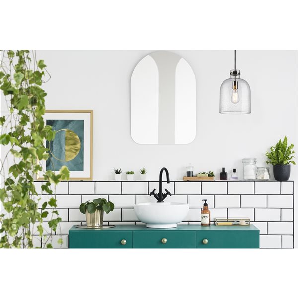 Z-Lite Pearson 9.5-in 1-Light Polished Nickel Farmhouse Chandelier