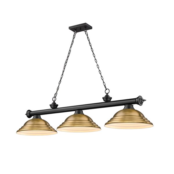 Z-Lite Cordon Matte Black 3-Light Metal Pool Table Lighting 2306-3MB ...
