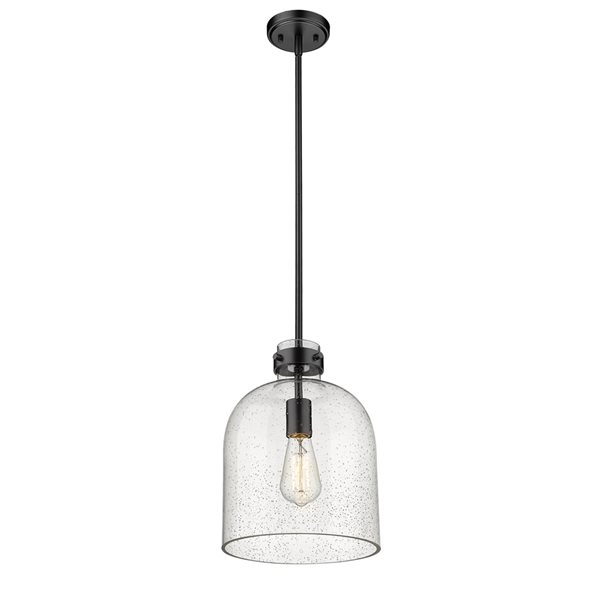 Z-Lite Pearson 9.5-in 1-Light Matte Black Farmhouse Chandelier