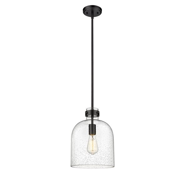 Z-Lite Pearson 9.5-in 1-Light Matte Black Farmhouse Chandelier