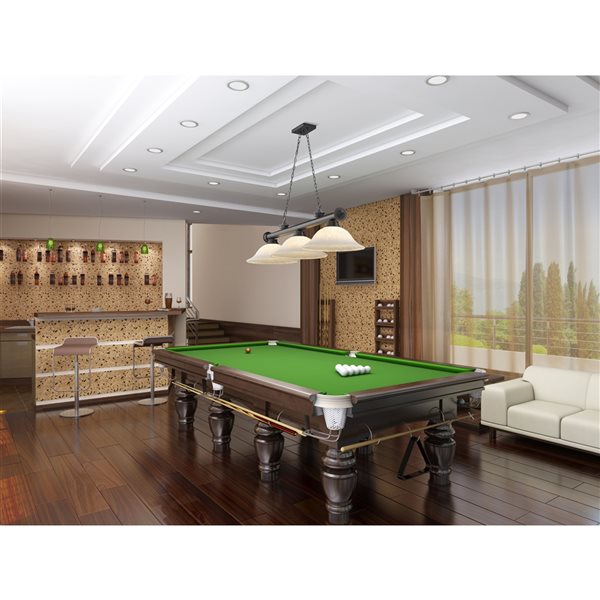 Z-Lite Cordon Bronze Plated 3-Light Marbleized Pool Table Lighting