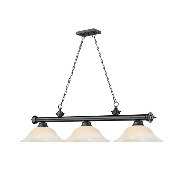 Z-Lite Cordon Bronze Plated 3-Light Marbleized Pool Table Lighting