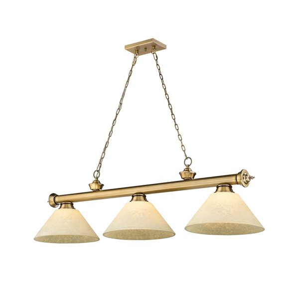 Z-Lite Cordon Rubbed Brass 3-Light Marbleized Pool Table Lighting 2306 ...