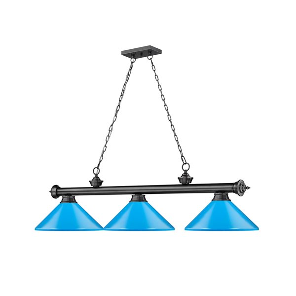 Z-Lite Cordon Bronze Plated 3-Light Metal Pool Table Lighting 2306-3BP ...