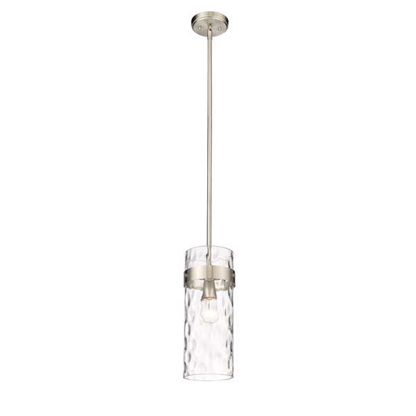 Z-lite Fontaine Brushed Nickel Transitional Clear Glass Cylinder Halogen Medium (10-22 Inches) Pendant Light