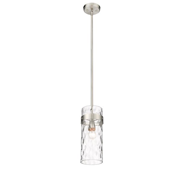 Z-lite Fontaine Brushed Nickel Transitional Clear Glass Cylinder Halogen Medium (10-22 Inches) Pendant Light