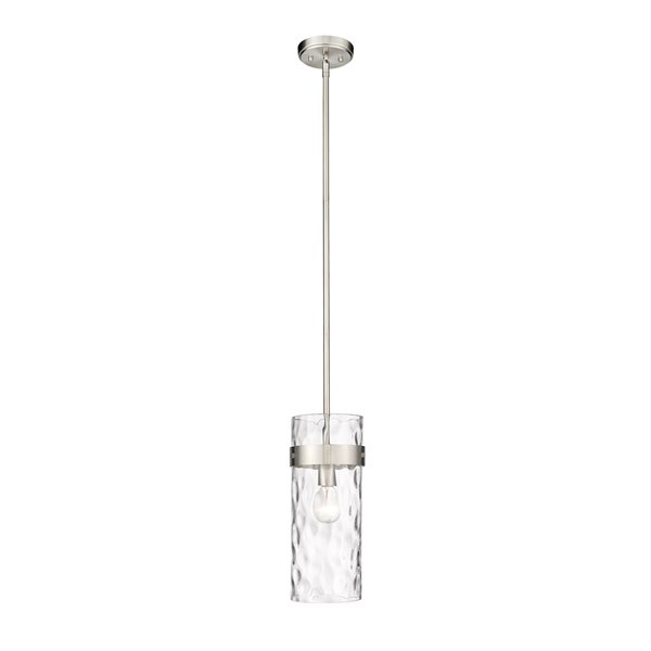 Z-lite Fontaine Brushed Nickel Transitional Clear Glass Cylinder Halogen Medium (10-22 Inches) Pendant Light