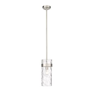 Z-lite Fontaine Brushed Nickel Transitional Clear Glass Cylinder Halogen Medium (10-22 Inches) Pendant Light