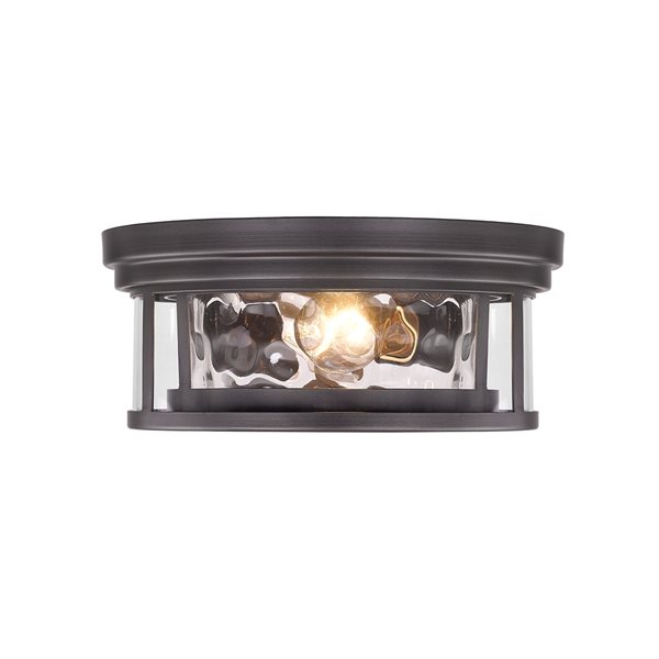 Z-Lite Clarion 5-in x 12-in 2-Light Bronze Flush Mount Light