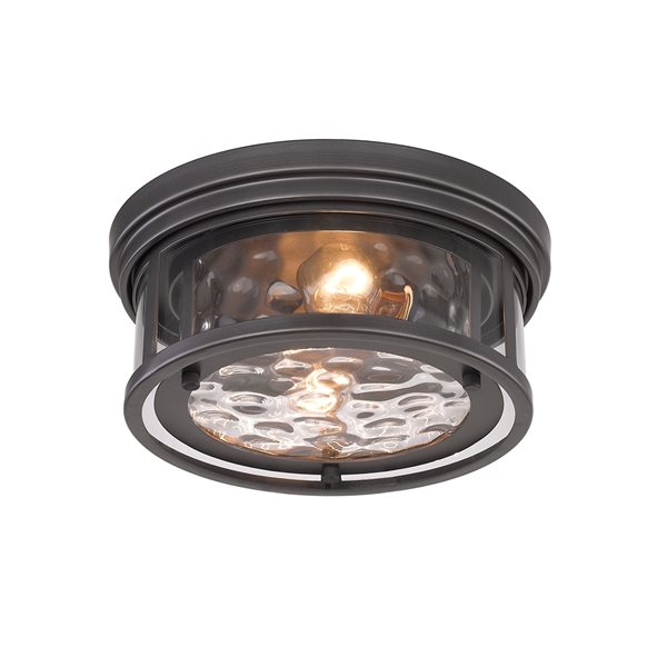 Z-Lite Clarion 5-in x 12-in 2-Light Bronze Flush Mount Light