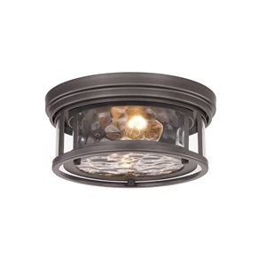 Z-Lite Clarion 5-in x 12-in 2-Light Bronze Flush Mount Light