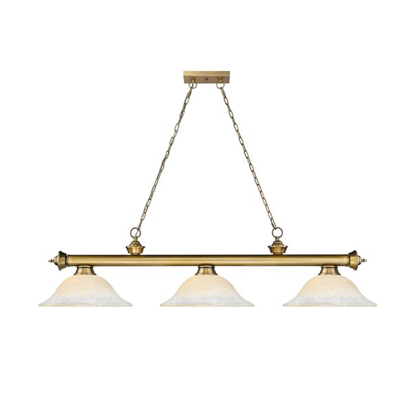 Z-Lite Cordon Rubbed Brass 3-Light Marbleized Pool Table Lighting