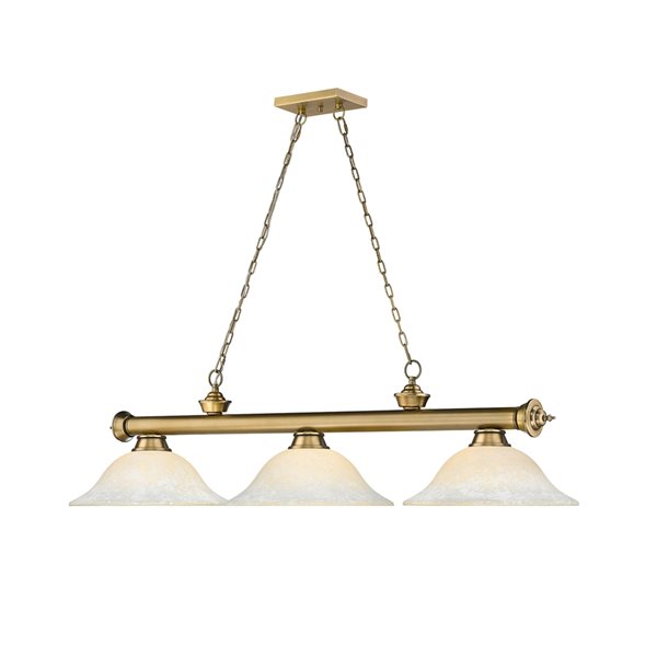Z-Lite Cordon Rubbed Brass 3-Light Marbleized Pool Table Lighting