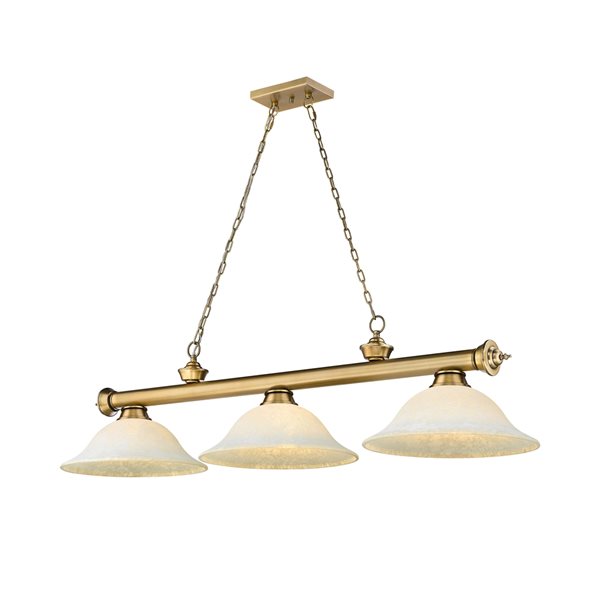 Z-Lite Cordon Rubbed Brass 3-Light Marbleized Pool Table Lighting