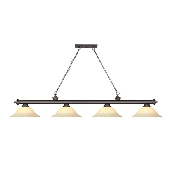Z-Lite Cordon Bronze 4-Light Marbleized Pool Table Lighting