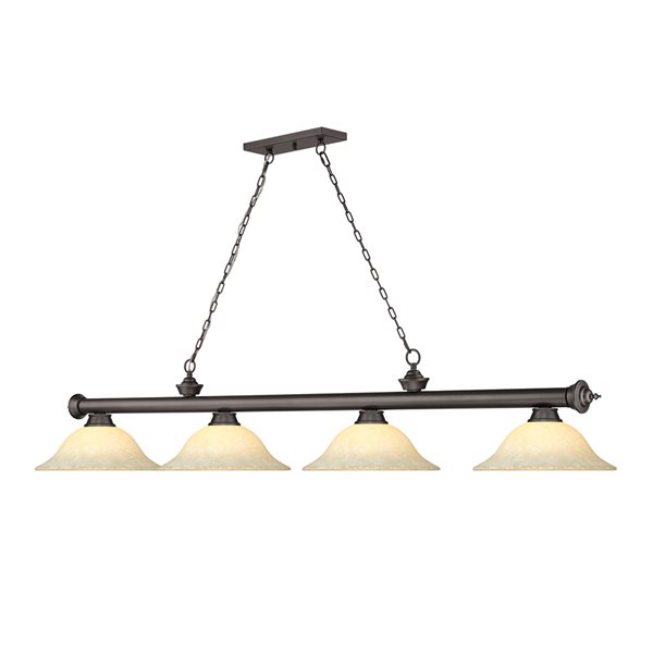 Z-Lite Cordon Bronze 4-Light Marbleized Pool Table Lighting