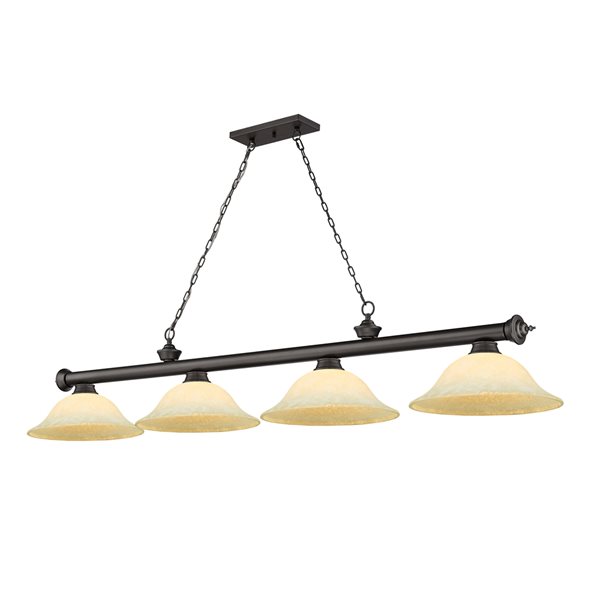 Z-Lite Cordon Bronze 4-Light Marbleized Pool Table Lighting
