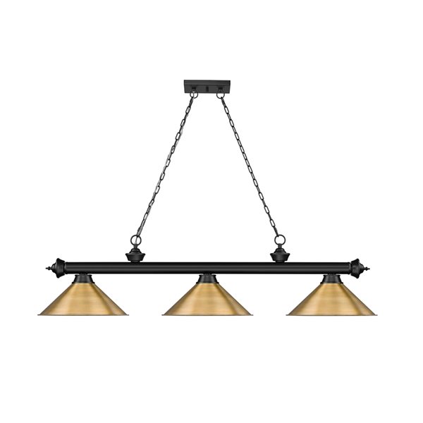 Z-Lite Cordon Matte Black 3-Light Metal Pool Table Lighting