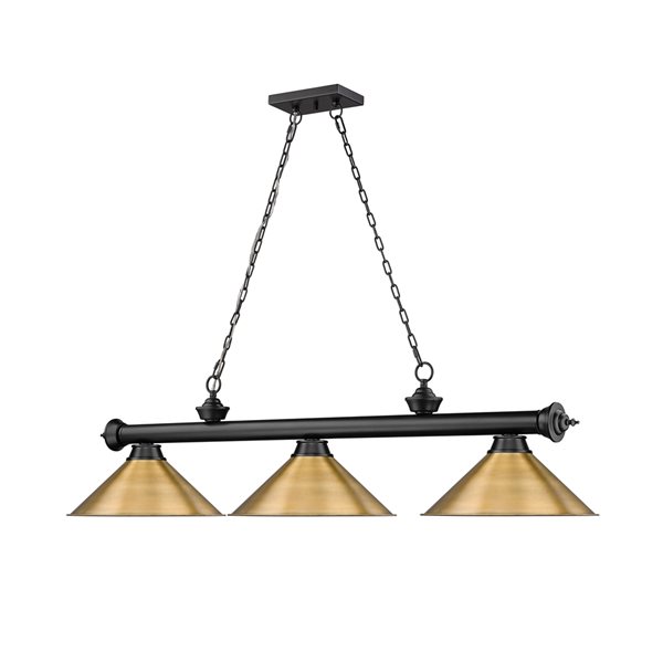 Z-Lite Cordon Matte Black 3-Light Metal Pool Table Lighting