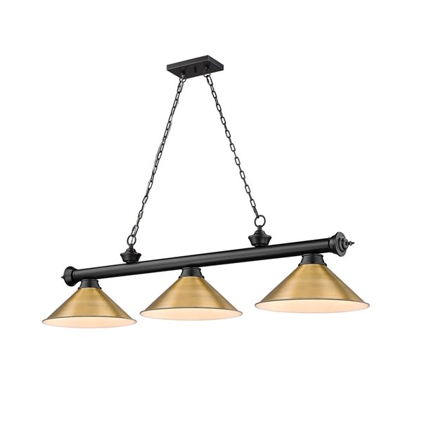 Z-Lite Cordon Matte Black 3-Light Metal Pool Table Lighting