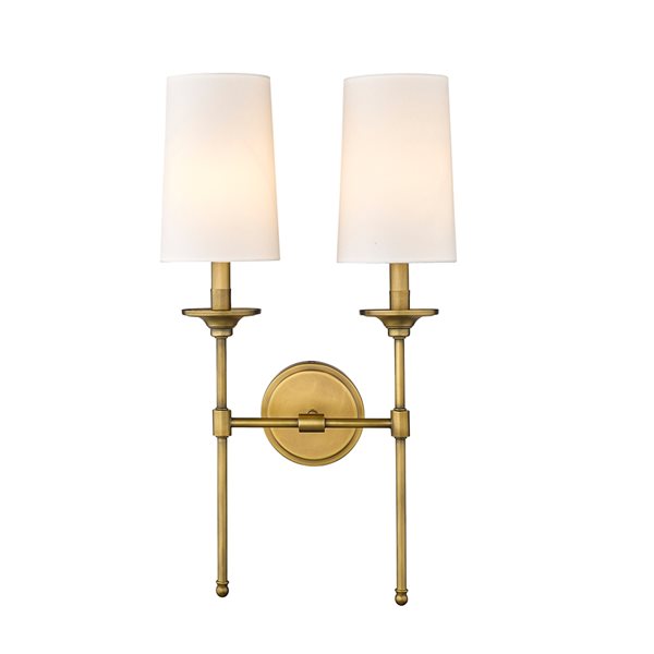 Z-lite Emily 13.75-in 2-light Rubbed Brass Traditional Wall Sconce