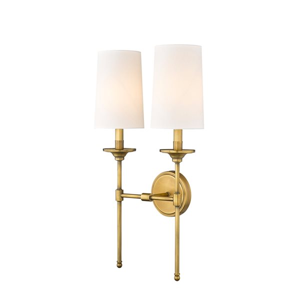 Z-lite Emily 13.75-in 2-light Rubbed Brass Traditional Wall Sconce