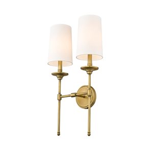 Z-lite Emily 13.75-in 2-light Rubbed Brass Traditional Wall Sconce