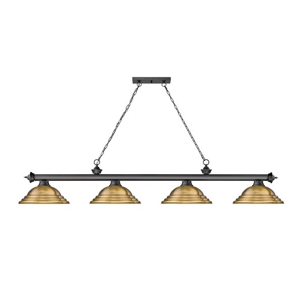 Z-Lite Cordon Bronze Plated 4-Light Metal Pool Table Lighting