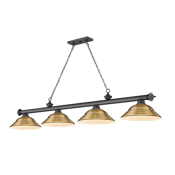 Z-Lite Cordon Bronze Plated 4-Light Metal Pool Table Lighting