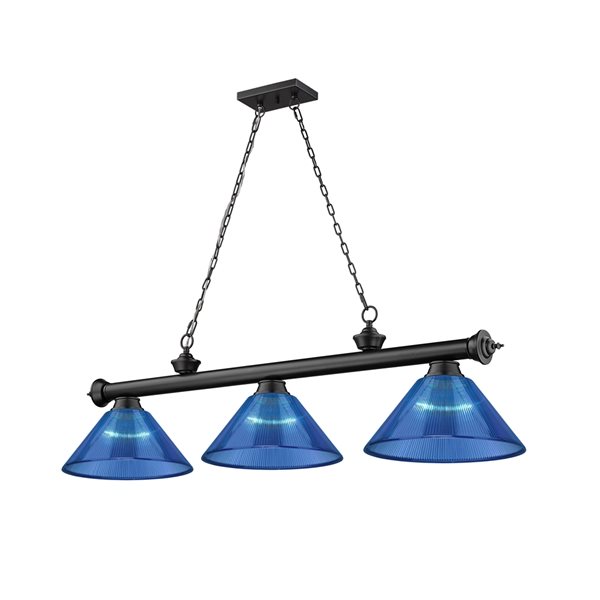 Z-Lite Cordon Matte Black 3-Light PVC Pool Table Lighting
