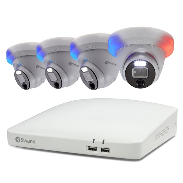 SwannForce 4K 8 Channel 2TB DVR Security System with 4 x Dome Spotlight & Siren Cameras (PRO-4KDER) - White