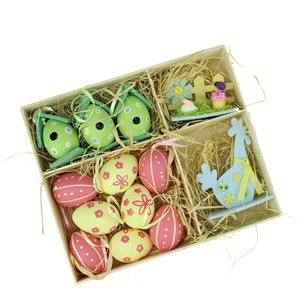 Northlight 3.5-in Pink and Green Easter Egg with Rooster Decor - 13-Pack
