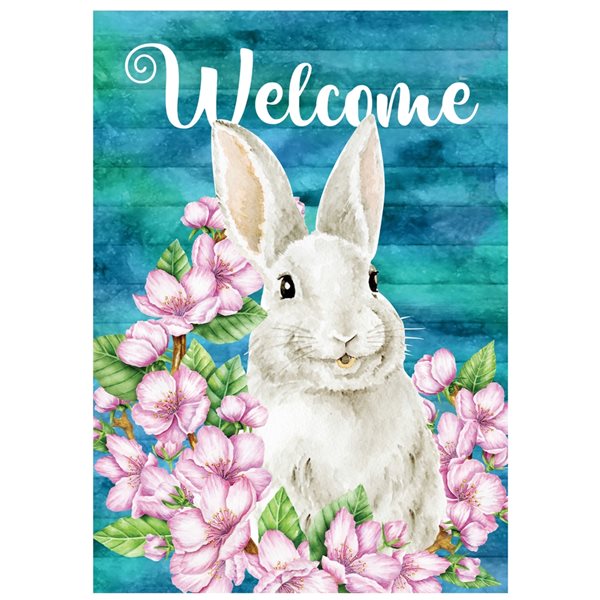 Northlight 12.5-in x 18-in Welcome Bunny Floral Spring Flag