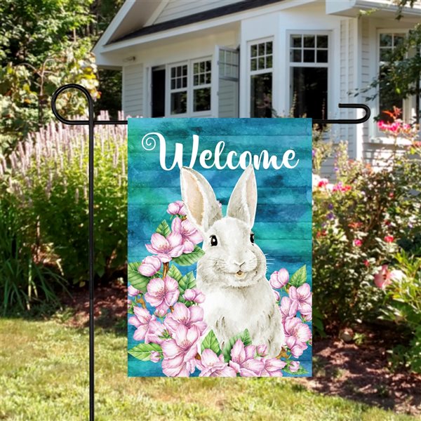 Northlight 12.5-in x 18-in Welcome Bunny Floral Spring Flag