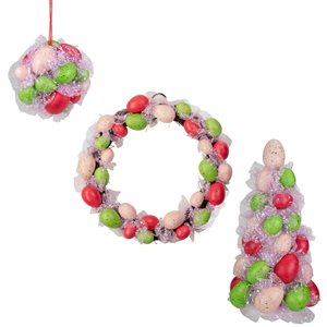 Northlight Speckled Easter Egg Tree Ball and Wreath Set - 3-Piece