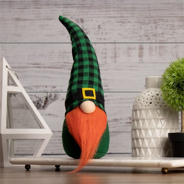 Northlight Green and Black Plaid St. Patrick's Day Leprechaun Gnome