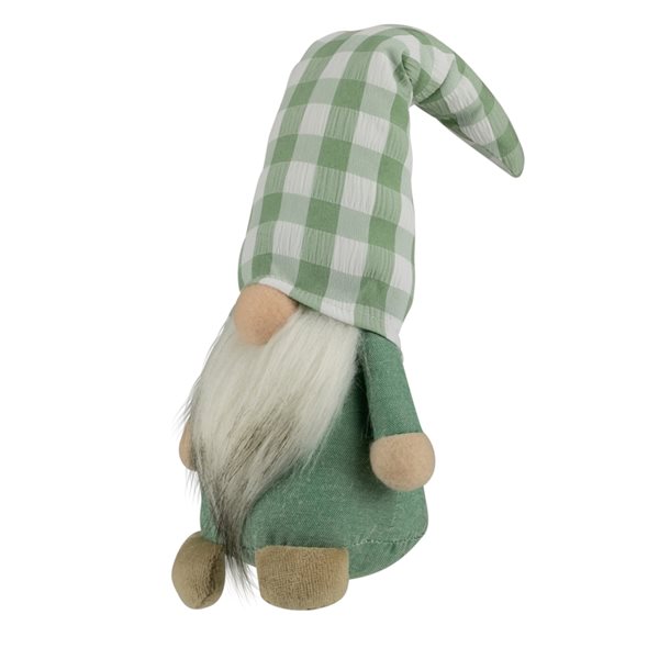 Northlight Spring Gnome with Green Plaid Hat