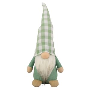 Northlight Spring Gnome with Green Plaid Hat