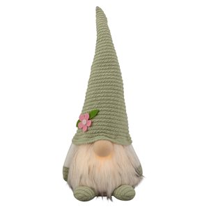 Northlight Lighted Green Spring Gnome with Flower Hat