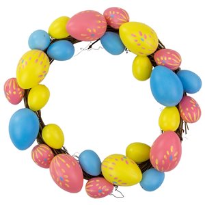 Northlight 10-in Pink/Yellow Floral Stem Easter Egg Spring Wreath