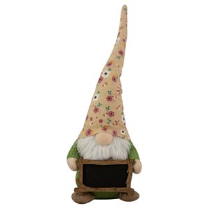 Northlight Yellow Floral Springtime Gnome with Message Board