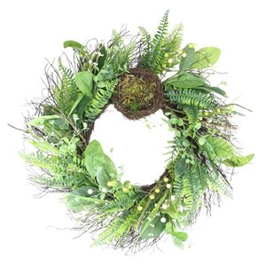 Northlight 4-in Green and Brown Foliage Spring Artificial Wreath with Nest