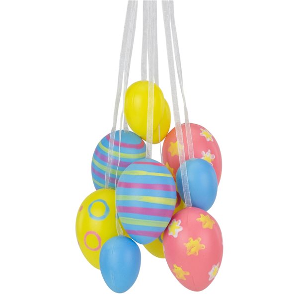 Northlight 11.75-in Floral Striped Spring Easter Egg Cluster Hanging Decoration