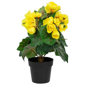 Northlight 11-in Yellow Potted Silk Begonia Spring Artificial Floral Arrangement