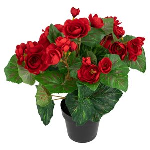 Northlight 11-in Red Potted Silk Begonia Spring Artificial Floral Arrangement