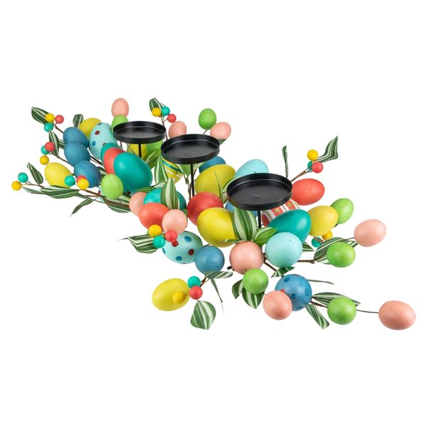 Northlight 32-in Colourful Easter Egg Pillar Candle Holder Centrepiece