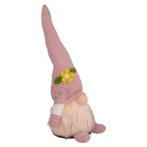 Northlight Lighted Pink Spring Gnome with Flower Hat