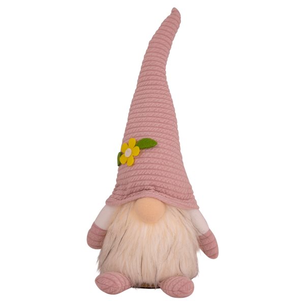 Northlight Lighted Pink Spring Gnome with Flower Hat